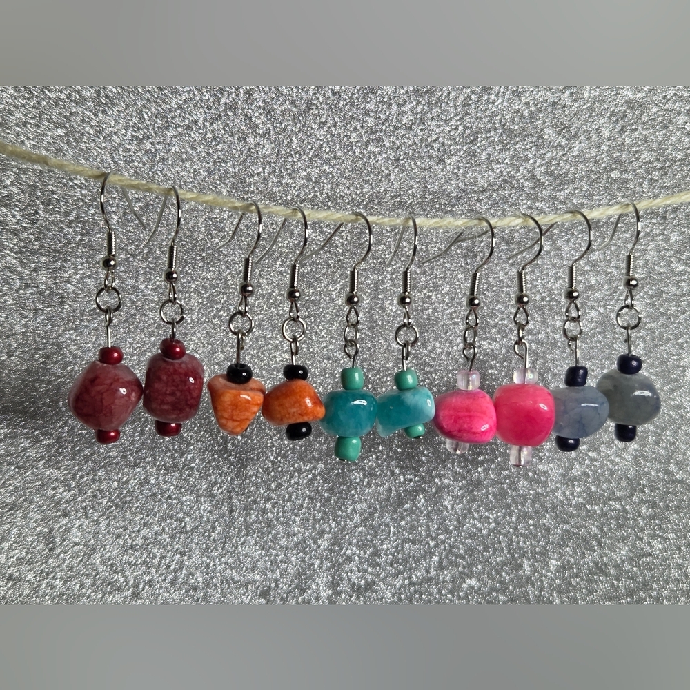 Handmade Crackle Quartz Beaded Earrings